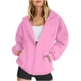 thumbnail image 1 of Dolkfu Jackets for Women Pink Long Sleeve Full Zip Sweatshirts Track Solid Bomber Jacket Coat Women L, 1 of 5