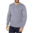 thumbnail image 1 of Dolkfu Lightweight Mens Sweaters Casual V-Neck Gray Sweater Stretch Pullover Basic Knit Shirt Big and Tall XL, 1 of 2