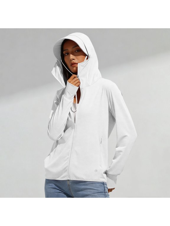 Long Sleeve Jackets for Women Zip Mock Neck Full Zip Sunflower Print White Performance Solid Modern Minimalist Jackets White,Xxxl