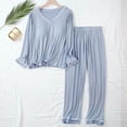 thumbnail image 1 of Dolkfu Long Sleeve Pajama Set Women V Neck Padded Sleepwear Sets 2 Pc Elastic Waist Women Lounge Set L, 1 of 6