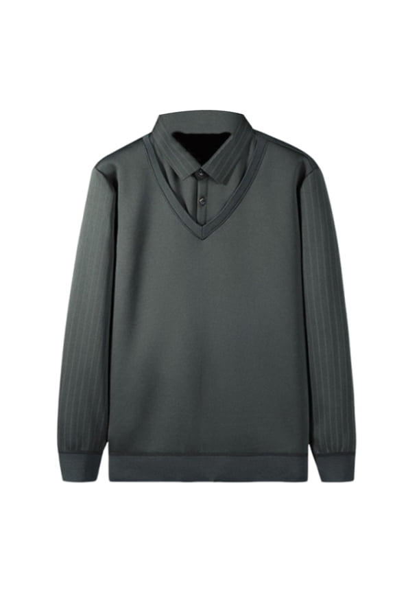 Long Sleeve Shirts Men Button Down Fleece Sweater Striped Relaxed Fit Collared Shirt Tops Men M