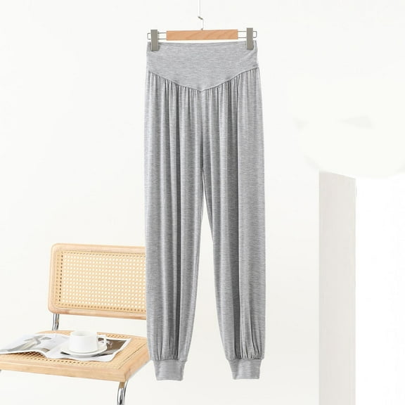 Dolkfu Lounge Women's Pants Yoga High Rise Gray Pajama Pants Comfy Jogger Pjs Bottoms Tall Pants for Women Long XL