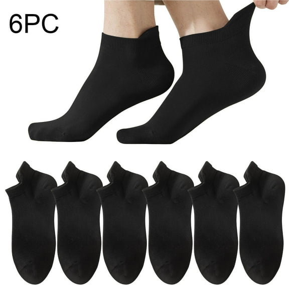 Dolkfu Low-Cut Winter Socks for Men Cotton Black Breathable Quarter Socks Men Non-Slip 6 Pack Ankle Socks