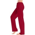 thumbnail image 1 of Dolkfu Low Waisted Casual Pants Women Red Solid Loungewear Comfy Drawstring Pajama Pants Womens Travel Pants 3XL, 1 of 5