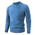 thumbnail image 1 of Dolkfu Men Fall Sweater Striped Blue Slim Fit Pullover Sweater Casual Crew Neck Knit Shirt for Man 3XL, 1 of 2