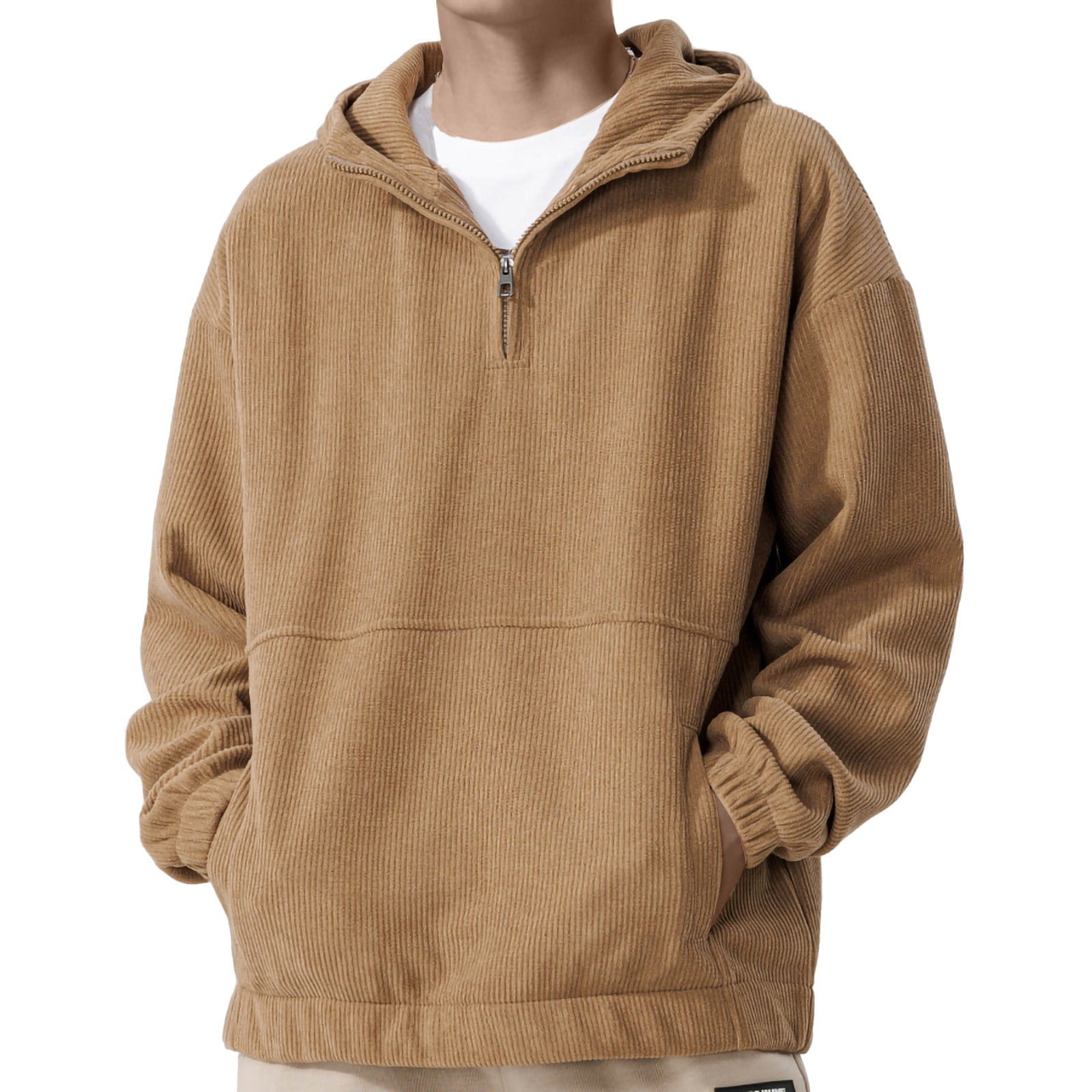 Zip Fleece Pullover Herren Warm Halfzip Hoodie Oversized Hoodie