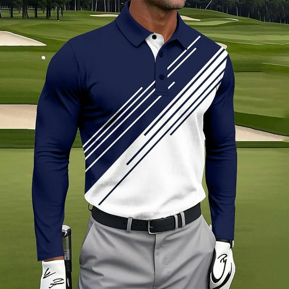 Dolkfu Men Shirts Casual Long Sleeve Graphic Work Polos Golf Office Regular Fit Mens Tshirts XL