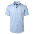 thumbnail image 1 of Dolkfu Men's Shirts Casual Blue Wrinkle Free Short Sleeve Business Button Down Shirt Office Slim Fit Stretch Men's T-Shirts,L, 1 of 4