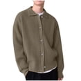 thumbnail image 1 of Dolkfu Men's Sweater Classic Fit Yellow Button Down Cardigan Sweaters Ribbed Lapel Collar Men's Knitwear M, 1 of 2