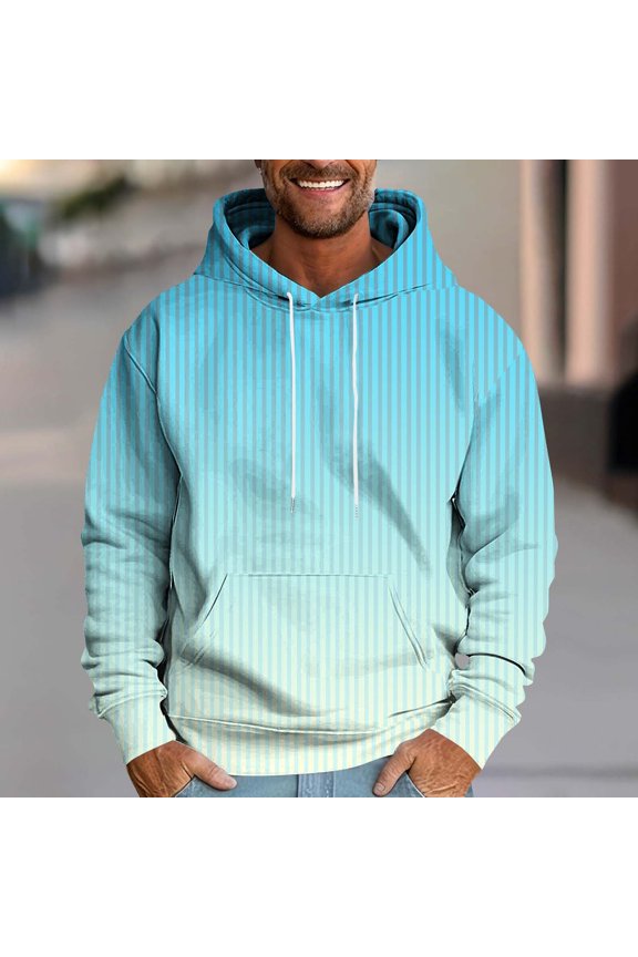 Mens Hoodies Fleece Pullover Pullover Sweatshirts Long Sleeve Hooded Gradient Mens Shirt L