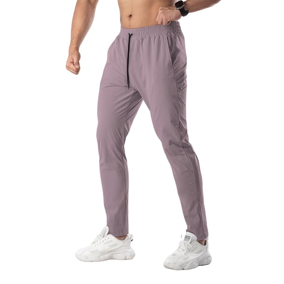 Dolkfu Mens Pants Drawstring Stretch Pink Athletic Sweatpants Track Running Tapered Trouser for Men,XXL