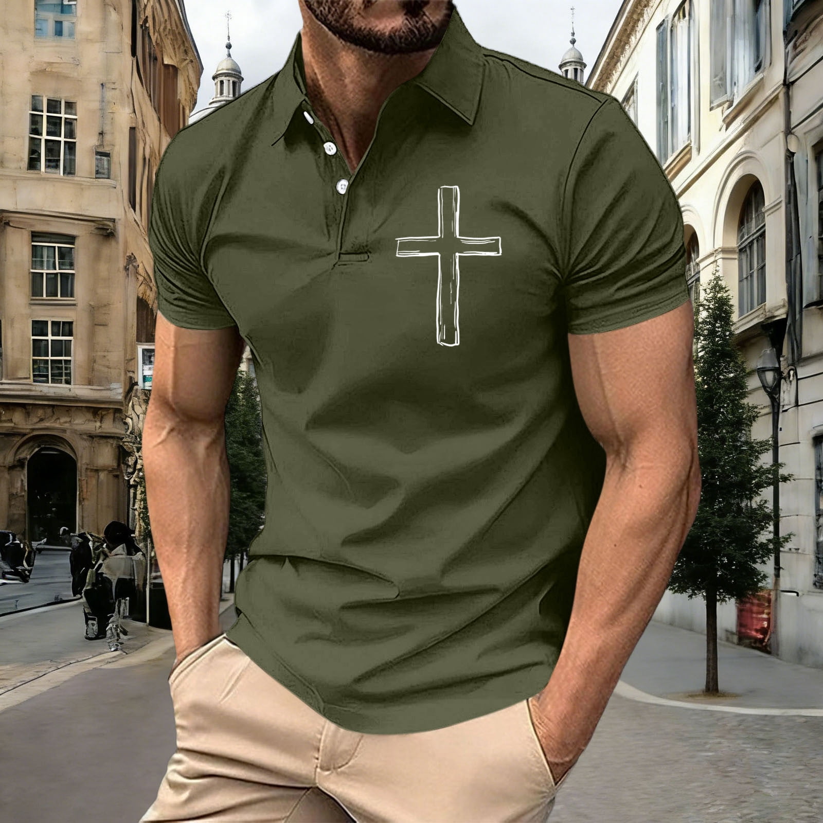 Dolkfu Mens Shirts Polos Golf Shirt Short Sleeve Work Green Office Tee ...