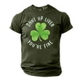 Dolkfu Mens Shirts St. Patty's Day Short Sleeve Green Graphic Casual