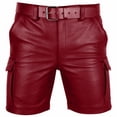 thumbnail image 1 of Dolkfu Mens Shorts Cargo Zipper Faux Leather Shorts Pu Slim Fit 7 Inch Inseam Shorts Men L, 1 of 6