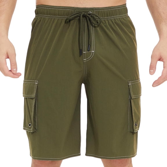 Dolkfu Mens Shorts Casual Swim Cargo Drawstring Bermuda Shorts Baggy Elastic Waist Men's 5 Inch Inseam Shorts 2X