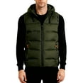 thumbnail image 1 of Dolkfu Mens Thick Fall Jackets Green Hooded Puffer Vest Sleeveless Zip up Puffer Jacket Fall Men Coats L, 1 of 9