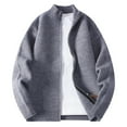 thumbnail image 1 of Dolkfu Mock Neck Mens Fall Sweaters Gray Full-Zip Cardigan Sweaters Stand Collar Solid Sweater Jacket for Men XXL, 1 of 2