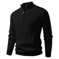 thumbnail image 1 of Dolkfu Mock Neck Sweaters for Man Quarter Zip Black Sweater Solid Waffle Knit Po-Lo Shirt for Man 2XL, 1 of 5