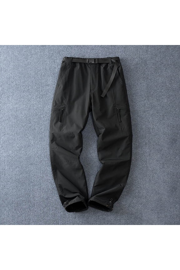 Pants Men Wide Leg Cargo Black Fleece Lined Hiking Pants Work Isulated Thick Trouser for Men,L