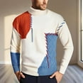 thumbnail image 1 of Dolkfu Patchwork Sweaters for Men Blue Cable Knit Turtleneck Pullover Sweater Casual Men Color Block Basic Shirts L, 1 of 7