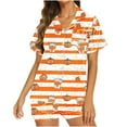 thumbnail image 1 of Dolkfu Pjs Sets for Woman Helloween Stretch Short Sleeve Button up Pumpkin Shorts Set Women's Cozy Wear M, 1 of 5