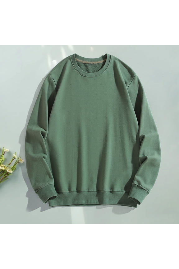 Plus Size Summer Shirts for Man Cotton Loose Long Sleeve Solid Crew Neck Sweatshirt Tops for Men,4X