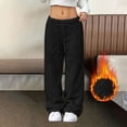 thumbnail image 1 of Dolkfu Plush Winter Pants for Women Black Fuzzy Low Waisted Sweatpants Thermal Fleece Pants Tall Pants for Women Long L, 1 of 6