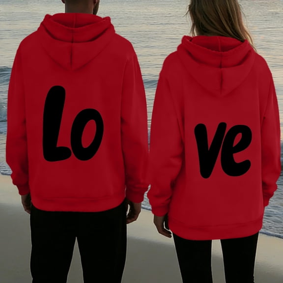 Dolkfu Pullover Big and Tall Hoodies for Men Graphic Love Sweatshirts Couple Hooded Drawstring Shirt Men S