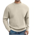thumbnail image 1 of Dolkfu Pullover Mens Fall Sweaters 2025 Crew Neck Yellow Sweaters Solid Waffle Knit Shirt Men L, 1 of 7