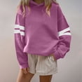 thumbnail image 1 of Dolkfu Purple Womens Summer Tops Pull-on Long Sleeve Minimalist Crew Neck Sweatshirts & Hoodies Patchwork Modern Refined Tops Purple,S, 1 of 3