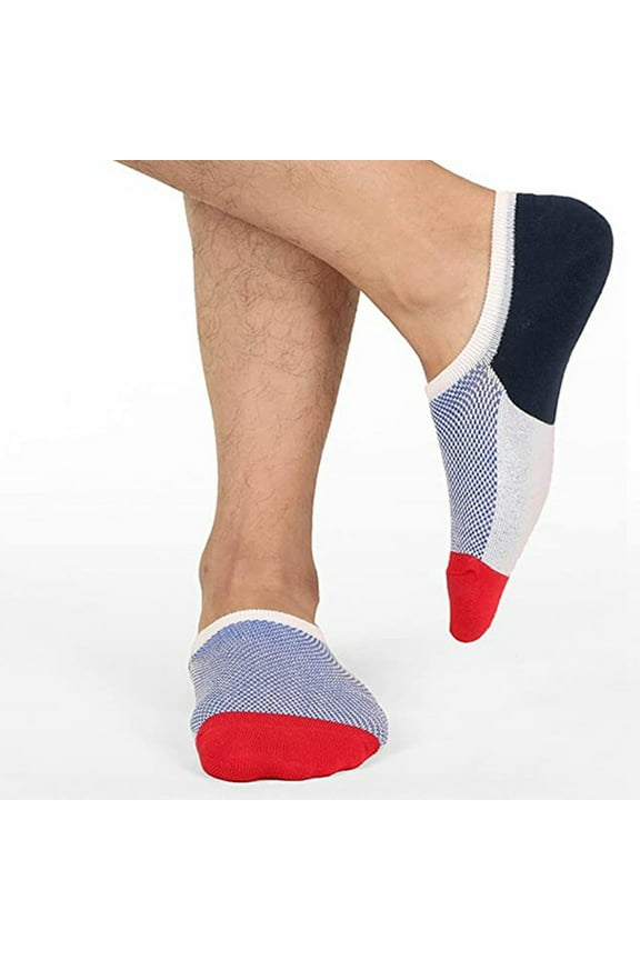 Red Men Socks Size 9-11 Non-Slip Cotton Low-Cut Socks Breathable Grip No Show Mens Socks