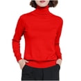 thumbnail image 1 of Dolkfu Red Mock Neck Sweaters for Women Set-In Long Sleeve Refined Solid Modern Fall Winter Pullover Sweaters Minimalist Relaxed Fit ,Xxxl, 1 of 2