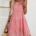 thumbnail image 1 of Dolkfu Red Summer&Fall Dresses for Women Crew Neck Sleeveless Mid-Length French Style Peasant Dresses Plaid Refreshing Relaxed Fit Dresses Red,Xl, 1 of 6