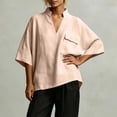 thumbnail image 1 of Dolkfu Retro Vintage Tops for Women Trendy Pink Polyester V-Neck Elbow-Length Refined Modern Pull-on Solid Blouses & Tops Pink,Xxl, 1 of 5