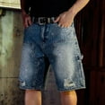 thumbnail image 1 of Dolkfu Rhinestone Men Shorts Casual Denim Ripped Jean Shorts Distressed Zipper 4 Inch Inseam Shorts Men 38, 1 of 9