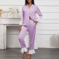 thumbnail image 1 of Dolkfu Ruffled Women's Pajamas Sets Long Sleeve Button Down Pajama Sets Comfy Stretch Collared Womens Loungewear Set S, 1 of 7