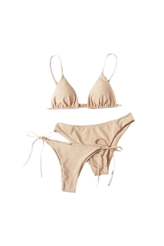 Sexy Swim Suits Women 3 Piece Triangle Bikini Sets Cheeky Tie Side High Cut Womens Swim Top M