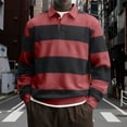thumbnail image 1 of Dolkfu Shirt for Men Long Sleeve Striped Polos Active Button Collared Tee Shirts Mens XL, 1 of 5