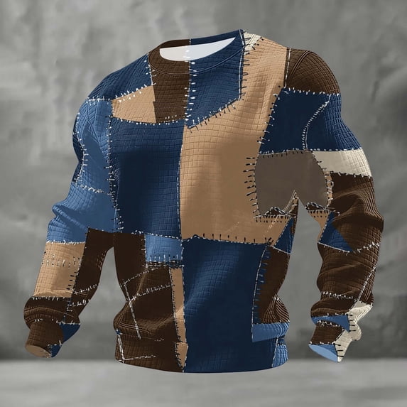 Dolkfu Shirts Mens Graphic Athletic Novelty Sweatshirt Men's Long Sleeve Crew Neck Waffle Shirt XXL