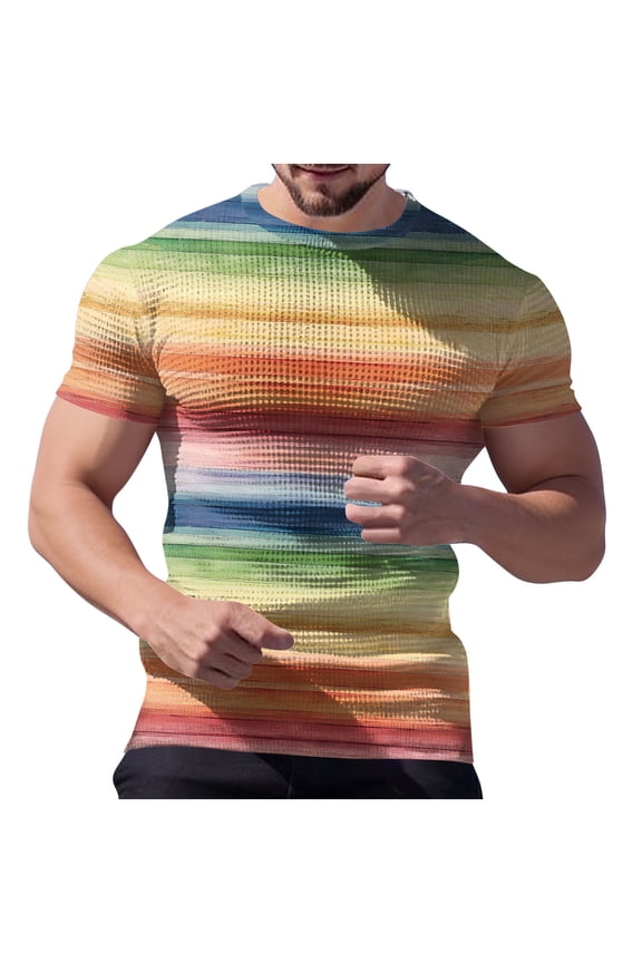 Shirts Mens Graphic Yellow Short Sleeve T Shirt Athletic Crewneck Waffle Men's Summer Tees L