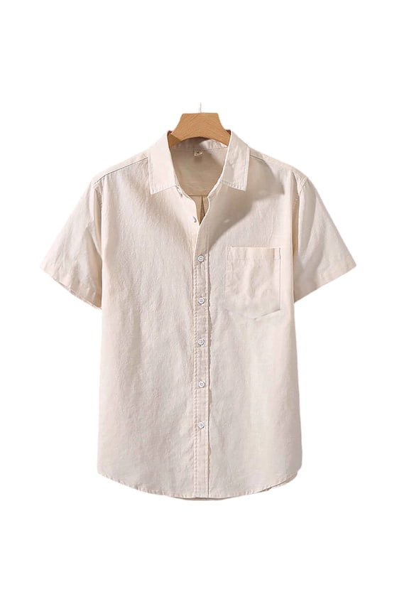 Shirts Mens Lightweight Cotton Linen Button Down Shirt Lapel Yellow Beach Short Sleeve Men's T-Shirts M