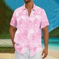 thumbnail image 1 of Dolkfu Short Sleeve Golf Shirts for Men Collared Pink Leaves Tops Hawaiian Style Botanical Button-Up Shirts Mens Graphic T-Shirts, 1 of 5