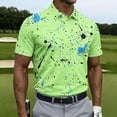 thumbnail image 1 of Dolkfu Short Sleeve Men'S Dress&nbsp;Shirts Collared Refreshing Button Green Tops Geometric Patchwork Artistic Polos Green,Xxxxxl, 1 of 5