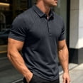 thumbnail image 1 of Dolkfu Button Shirts&nbsp;for Men Black Collared Refreshing Short Sleeve Polos Geometric Business Casual Modern Tops Black,L, 1 of 6