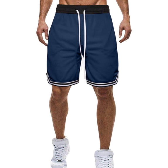 Dolkfu Shorts Men Basketball Drawstring Athletic Shorts Color Block Elastic Waist Men's 5 Inch Inseam Shorts 5X