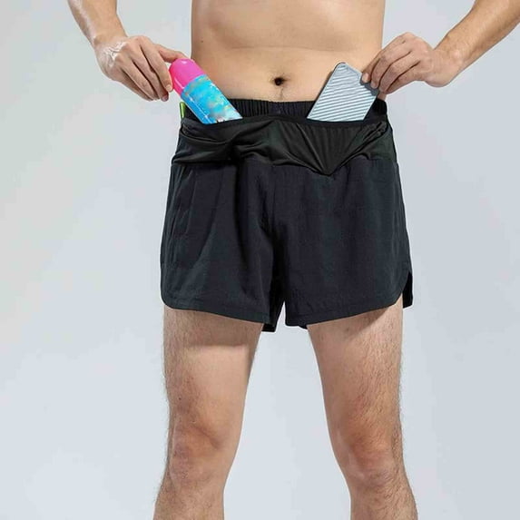 Dolkfu Shorts for Men Big and Tall Athletic Quick Dry Shorts Running Double-Layer Lined Mens 6 Inch Shorts L