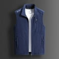 thumbnail image 1 of Dolkfu Sleeveless Mens Jackets Blue Zip up Fleece Outerwear Outerwear Vest Men's Coats Winter 4XL, 1 of 3