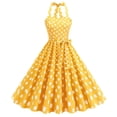 thumbnail image 1 of Dolkfu Sleeveless Summer&Fall Dresses for Women 2026 French Style Yellow Square Neckline Long Fit & Flare Dresses Full Swing Flared Polka Dot Dresses Yellow,Xl, 1 of 5