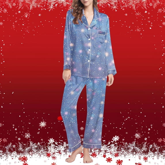 Dolkfu Soft Pj Sets for Women Long Sleeve Button Up Sleepwear Sets Casual Pants Stretch Womens Pjs Lounge Set L
