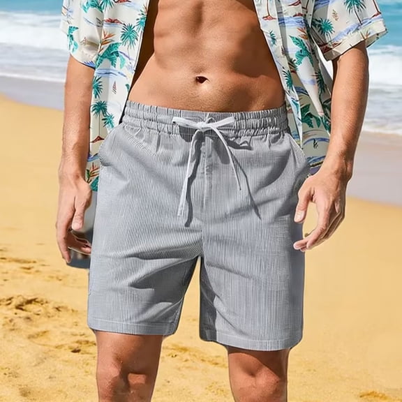 Dolkfu Striped Summer Shorts Mens Board Drawstring Shorts Elastic Waist Relaxed Fit Men's 5 Inch Inseam Shorts S
